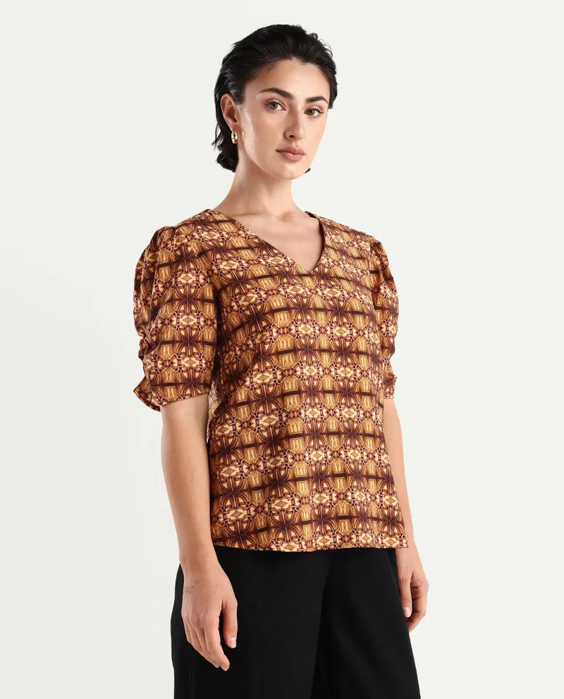 Rareism Women's Abstract Print Top
