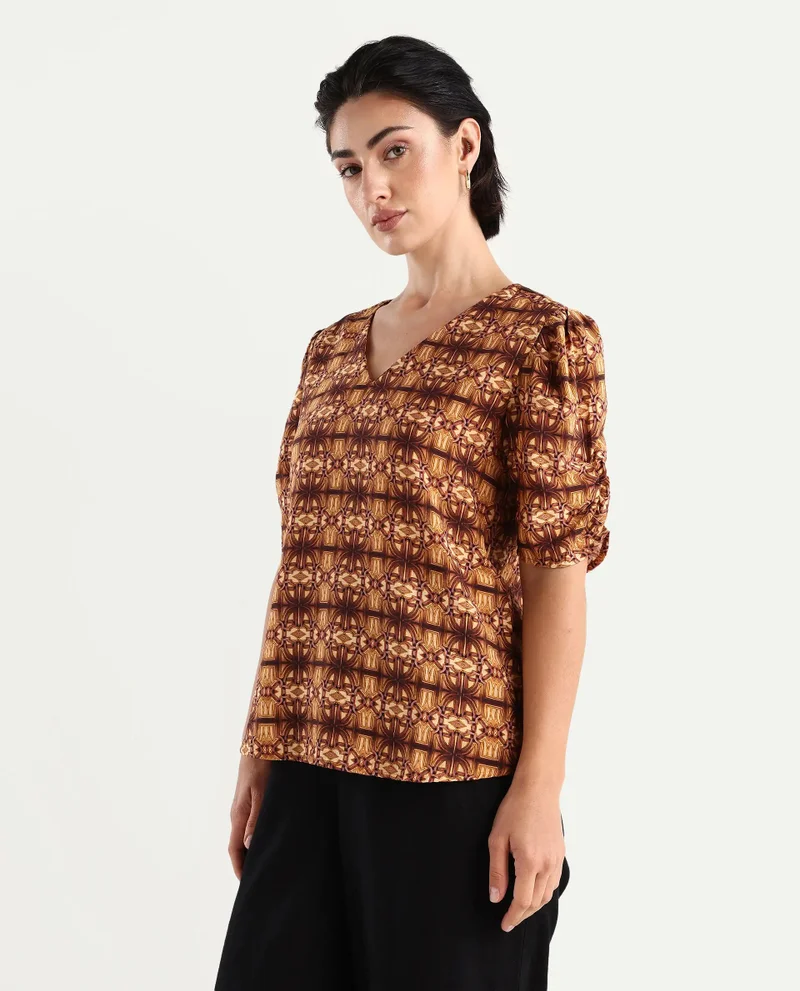 Rareism Women's Abstract Print Top