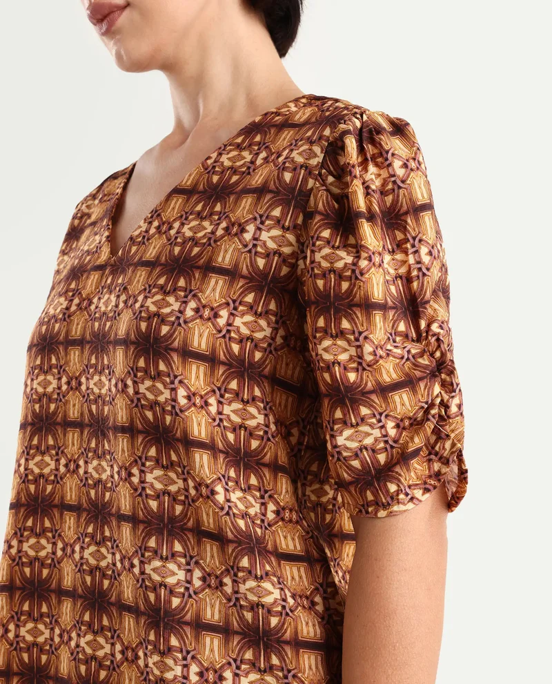Rareism Women's Abstract Print Top