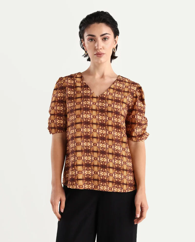 Rareism Women's Abstract Print Top