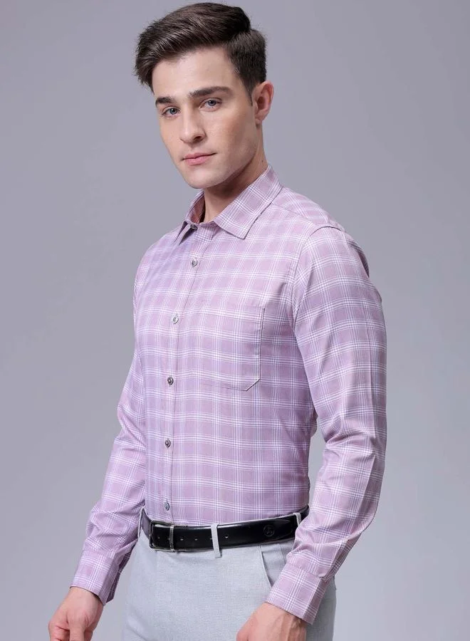 The Indian Garage Co Men Slim Fit Striped Full Sleeves Cutaway Collar Formal Shirt