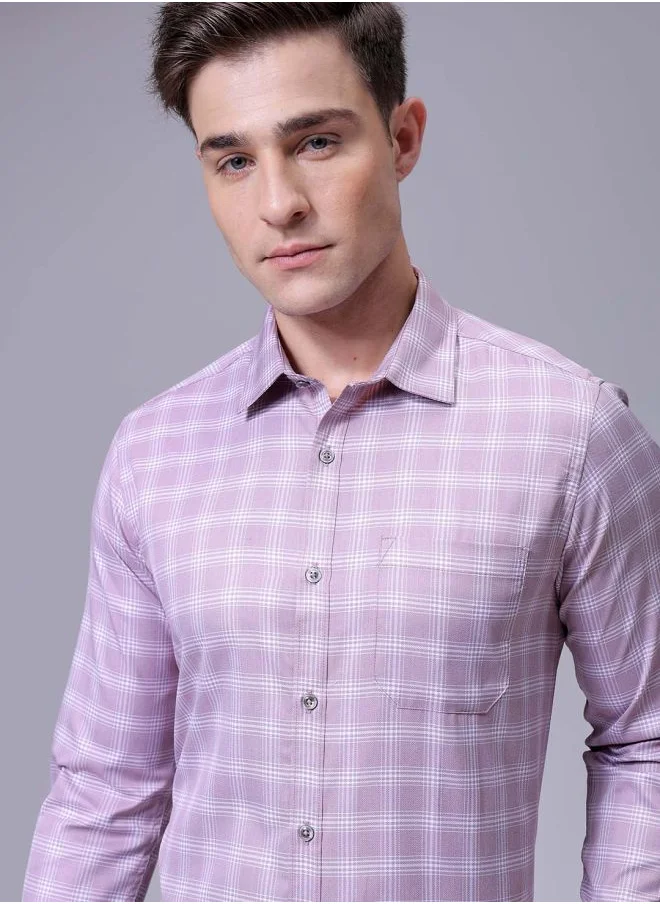 The Indian Garage Co Men Slim Fit Striped Full Sleeves Cutaway Collar Formal Shirt