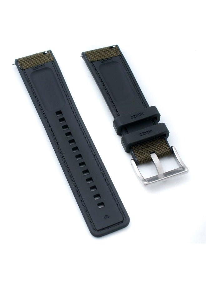 StrapHabit Quick Release Sailcloth and FKM Rubber Hybrid Watch Strap Band 20mm 22mm Nylon (20mm, Green) - Image 2