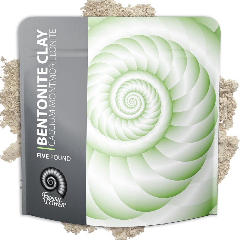 FOSSIL POWER Calcium Bentonite Clay Powder 5 Lb  Natural Heavy Metal Detox  Deep Pore Cleansing  Indian Healing  DIY Hair  Facial Mask Treatment for Sensitive Skin  Deo Bath  Foot Soak