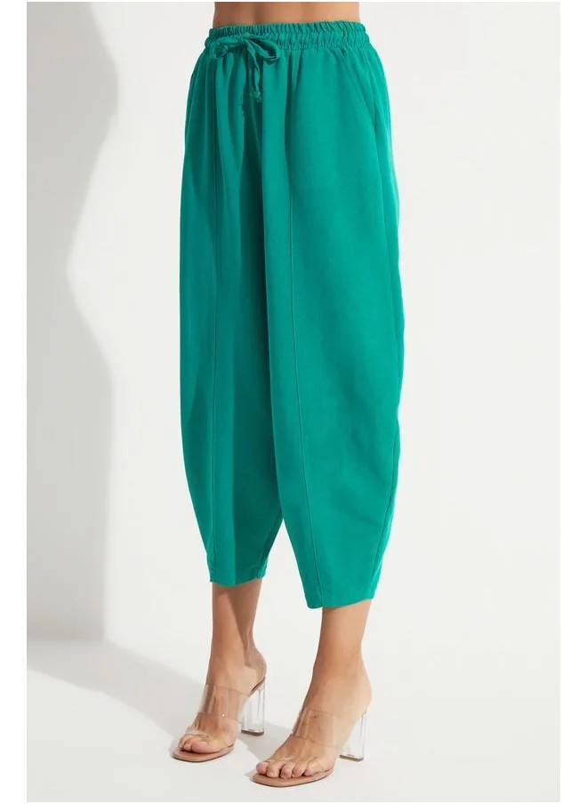 جون June Elastic Waist Viscose Trouser Turquoise