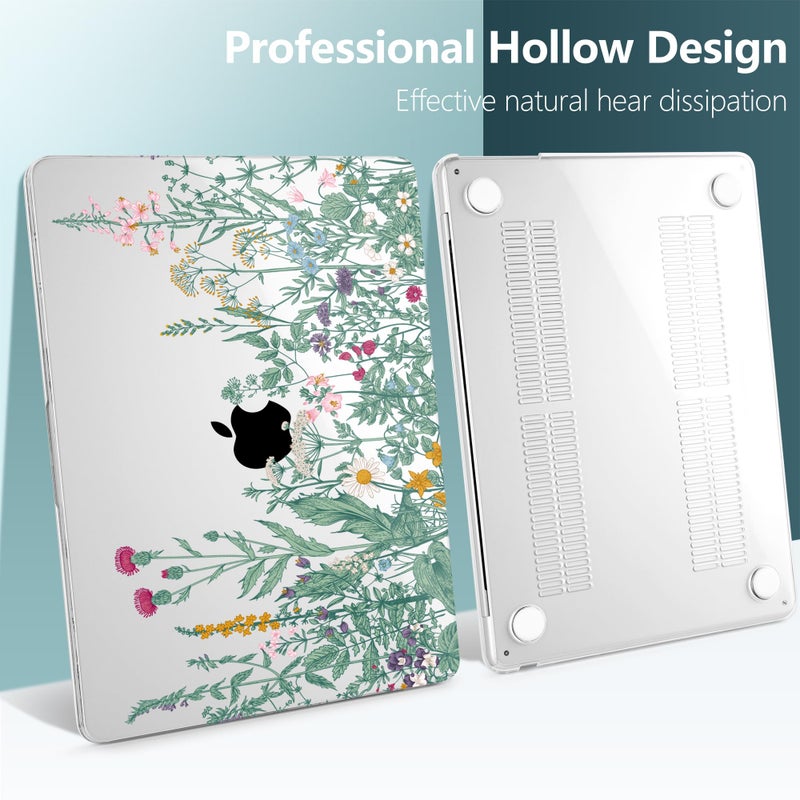 TWOLSKOO for MacBook Air 13 inch Case M5 2026 M4 2025 M3 M2 2024-2022 A3449 A3240 A3113 A2681, Plastic Hard Shell & Keyboard Cover & Screen Film for MacBook Air 13.6 inch Case, Botanical Illustration - Image 5