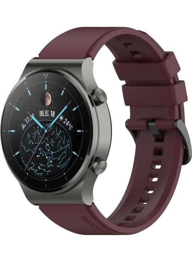 NIBEMINENT Silicone Replacement Strap Watchband For Huawei Watch GT2 Pro Wine Red - Image 4