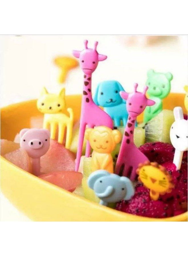 شوكات فواكه للأطفال، شوكات فواكه صغيرة على شكل حيوانات، شوكات فواكه برسومات كرتونية، أعواد فواكه بلاستيكية للأطفال، أعواد طعام، بينتو بيكسر، طعام أصابع، أعواد فواكه قابلة لإعادة الاستخدام للأطفال، عبوة من 10 قطعة - Image 3