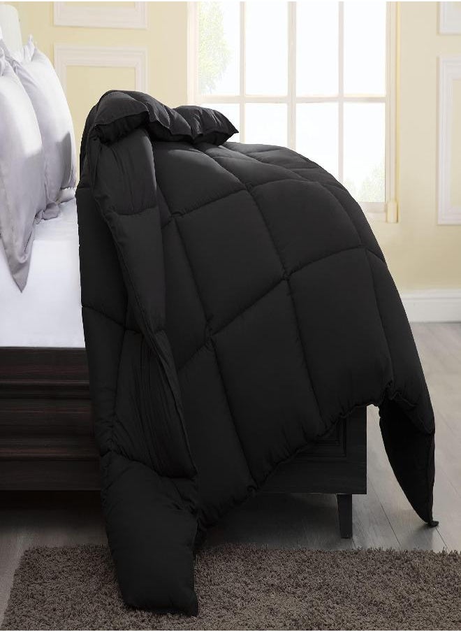 Chezmoi Collection Chezmoi Collection Comforter Duvet Insert - All Season Box Stitched Quilted Down Alternative Comforter with Corner Tabs, Double Stitches, Piped Edges, Black, King 102" x 90"  - Image 2