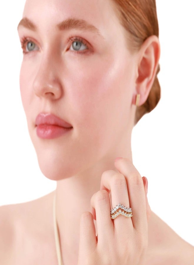 Silvershake 1ct. Natural Red Garnet White Gold Plated 925 Sterling Silver V Shape Stackable Ring January Gemstone Birthstone Size 6 - Image 2