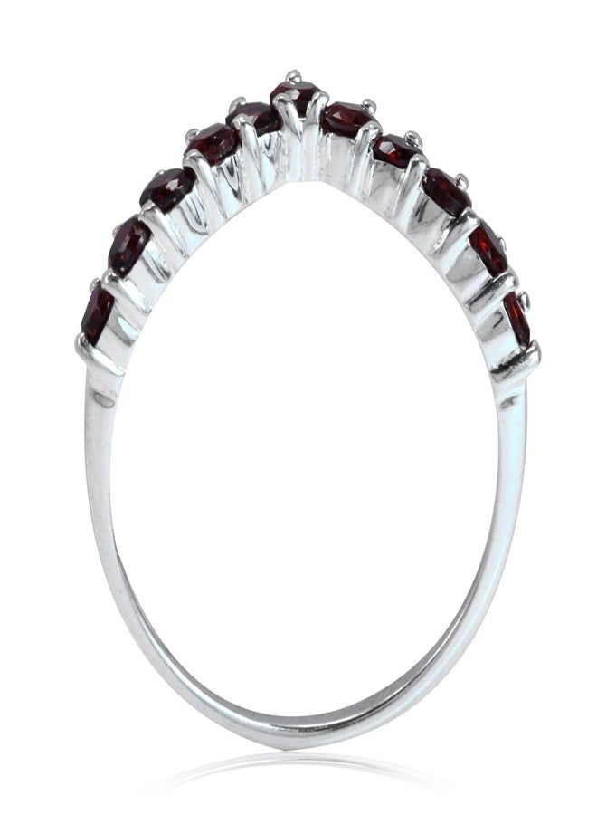 Silvershake 1ct. Natural Red Garnet White Gold Plated 925 Sterling Silver V Shape Stackable Ring January Gemstone Birthstone Size 6 - Image 4