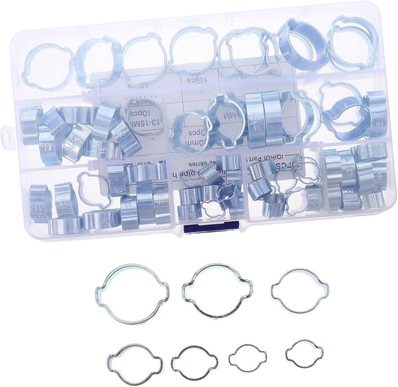 70 Pcs Carbon Steel Double Ear Hose Clamps For Appliance Lines Sealing - Image 1
