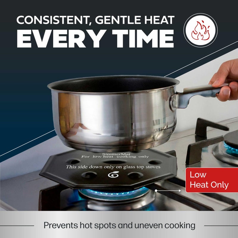 Cooks Innovations سيمر مات موزع الحرارة - غطاء حلقة موزع اللهب للموقد - موزع النار لأي نوع من المواقد الكهربائية أو الغازية - غطاء موقد آمن في غسالة الصحون - ألواح فولاذية للطبخ البطيء - عبوة واحدة - Image 2