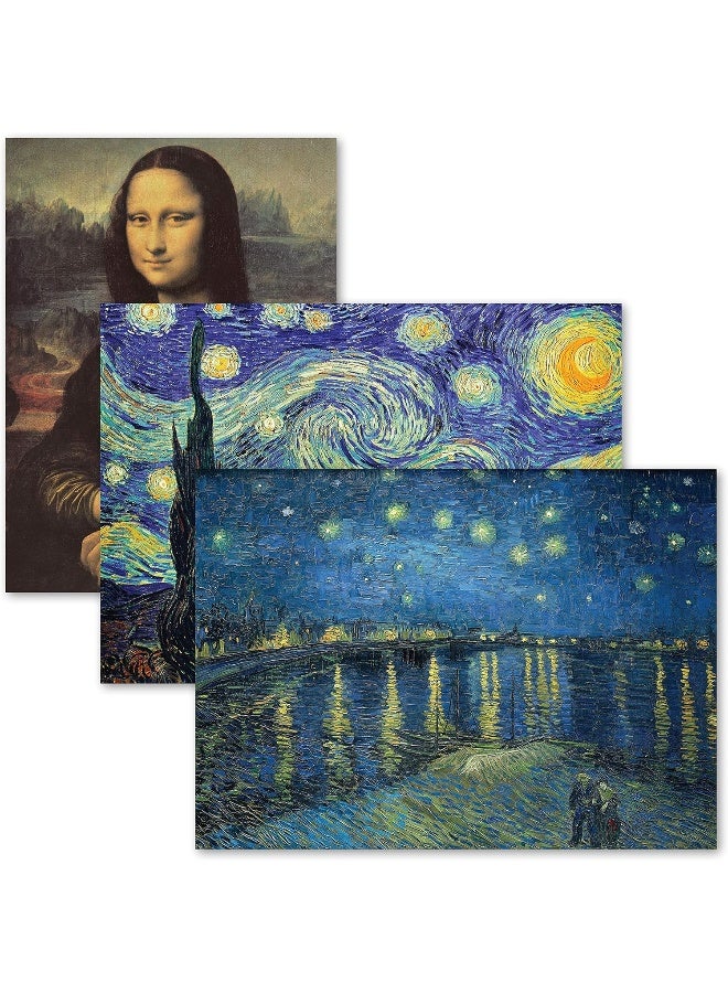 Home Trove Palace Learning 3 Pack - Mona Lisa Poster By Leonardo Da Vinci + Starry Night & Over The Rhone By Vincent Van Gogh - Fine Art Prints (Laminated, 18" X 24")  - Image 1