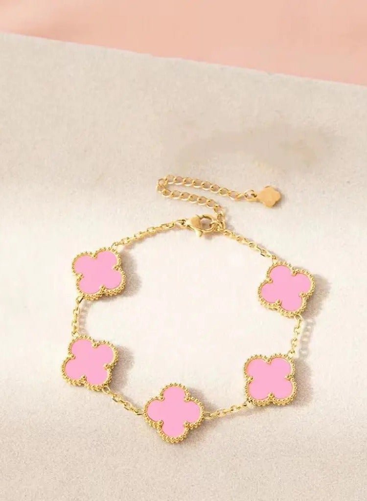 Luxury Jewelry Set – 4 Elegant Pieces with Floral Design - Pink  - Image 4