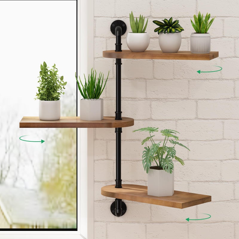 OtGalk 3Tier Rotating Window Plant ShelfWooden Indoor Plant Stand Wall Plant Holder Optimal Light Exposure for Indoor Multiple Plants Enhance Home Decor Gift Idea for Plant Lovers