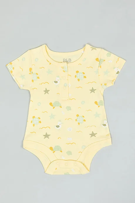 أر أند بي 3 Pack Printed Bodysuits with Short Sleeves