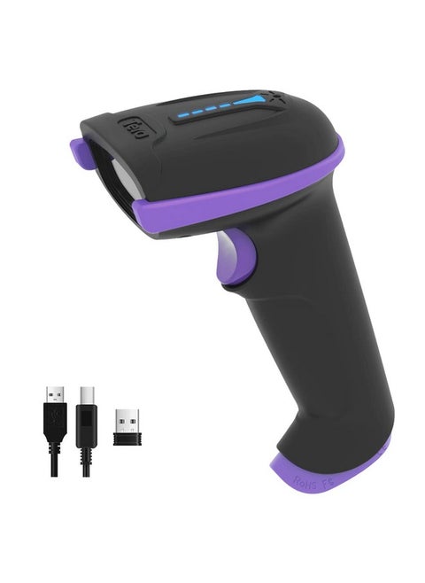 Tera Barcode Scanner Wireless Versatile 2-in-1 (2.4Ghz Wireless+USB 2.0 Wired) with Battery Level Indicator, 328 Feet Transmission Distance Rechargeable 1D Laser Bar Code Reader Handheld 5100 Purple