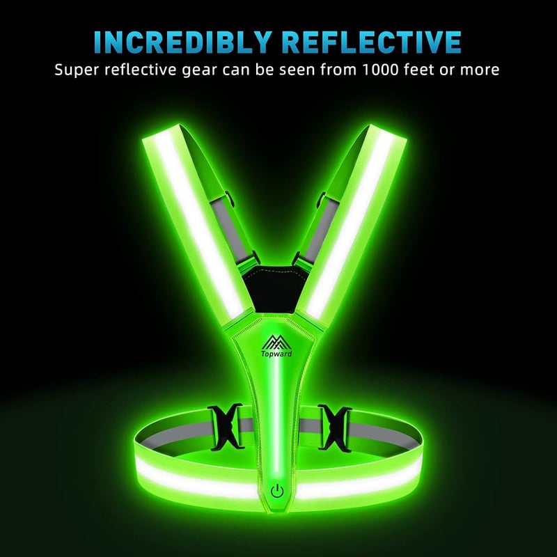 Topward Warnweste Sicherheitsweste fr Fahrrad Auto Laufweste Joggen, High-Vis reflektierende Warnweste fr optimale Sichtbarkeit, Damen Herren Kinder warnwesten, LEDs Tag und Nacht Motorrad Radfahren - Image 2