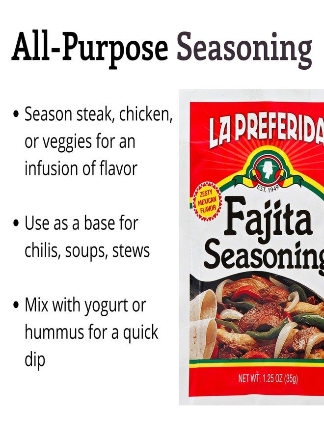 La Preferida Fajita Seasoning Mix (Bold Tex-Mex Spice Blend) for Chicken, Veggies & Steak – No MSG, No Artificial Flavors or Preservatives, 1.25oz. (Pack of 6) - Image 4