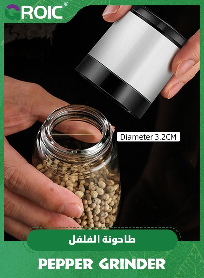 GROIC 2 قطعة مطحنة ملح وفلفل يدوية قابلة للتعديل، هزازات ملح وفلفل، مطحنة ملح وفلفل للتوابل، مطاحن سيراميك لحفلات عشاء النزهة - Image 4