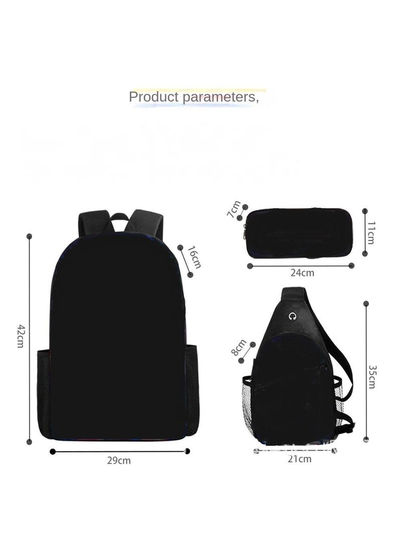 General 3-Piece Cartoon Stitch 3D Print Backpack Set  - Image 2