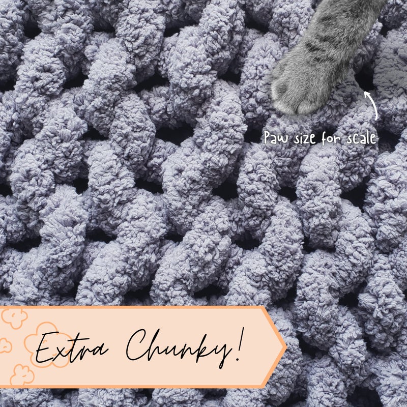 adyrescia chunky knit بطانية رمي | 100 ٪ متماسكة مع Jumbo Chenille Yarn (30 "" X40 "" Lilac Gray) - Image 5