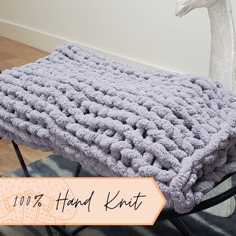adyrescia chunky knit بطانية رمي | 100 ٪ متماسكة مع Jumbo Chenille Yarn (30 "" X40 "" Lilac Gray) - Image 3