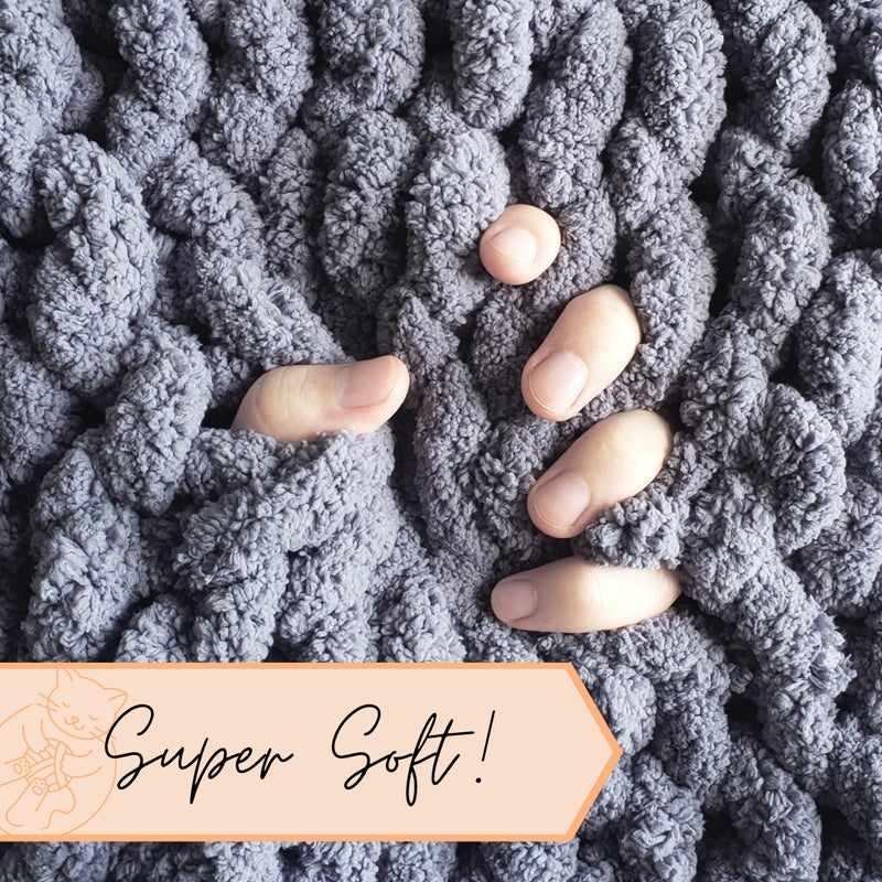 adyrescia chunky knit بطانية رمي | 100 ٪ متماسكة مع Jumbo Chenille Yarn (30 "" X40 "" Lilac Gray) - Image 4