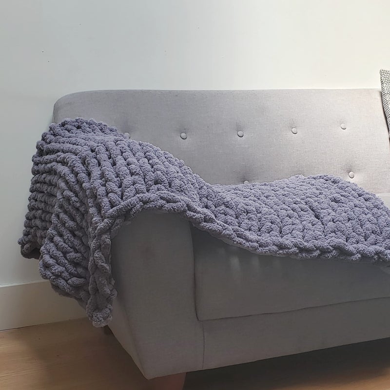 adyrescia chunky knit بطانية رمي | 100 ٪ متماسكة مع Jumbo Chenille Yarn (30 "" X40 "" Lilac Gray) - Image 2