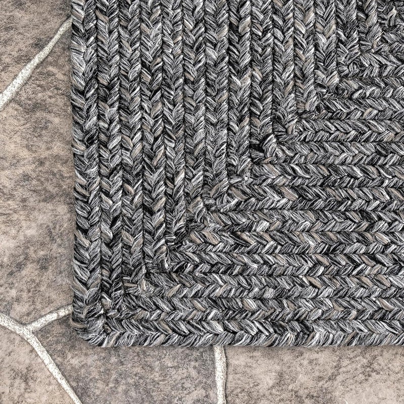 nuLOOM 2' x 12' Solid Hand Braided Indoor/Outdoor Area Rug, Pet-Friendly, High Traffic, Weather Resistant, for Patio, Balcony, Bedroom, Living, Dining Room, Wynn Charcoal - Image 3