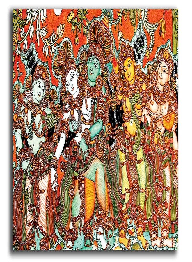 PIXELARTZ Kerala Mural Art Canvas Painting - Lord Ram & Sita Painting | Traditional Painting for Home decor (35x23 Inches, Large) - Image 1