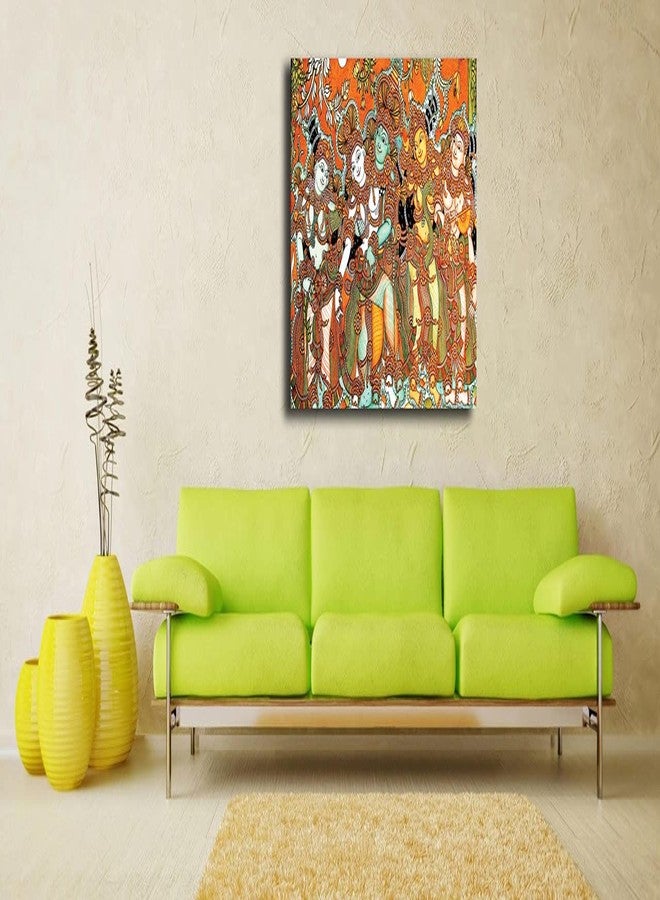 PIXELARTZ Kerala Mural Art Canvas Painting - Lord Ram & Sita Painting | Traditional Painting for Home decor (35x23 Inches, Large) - Image 2