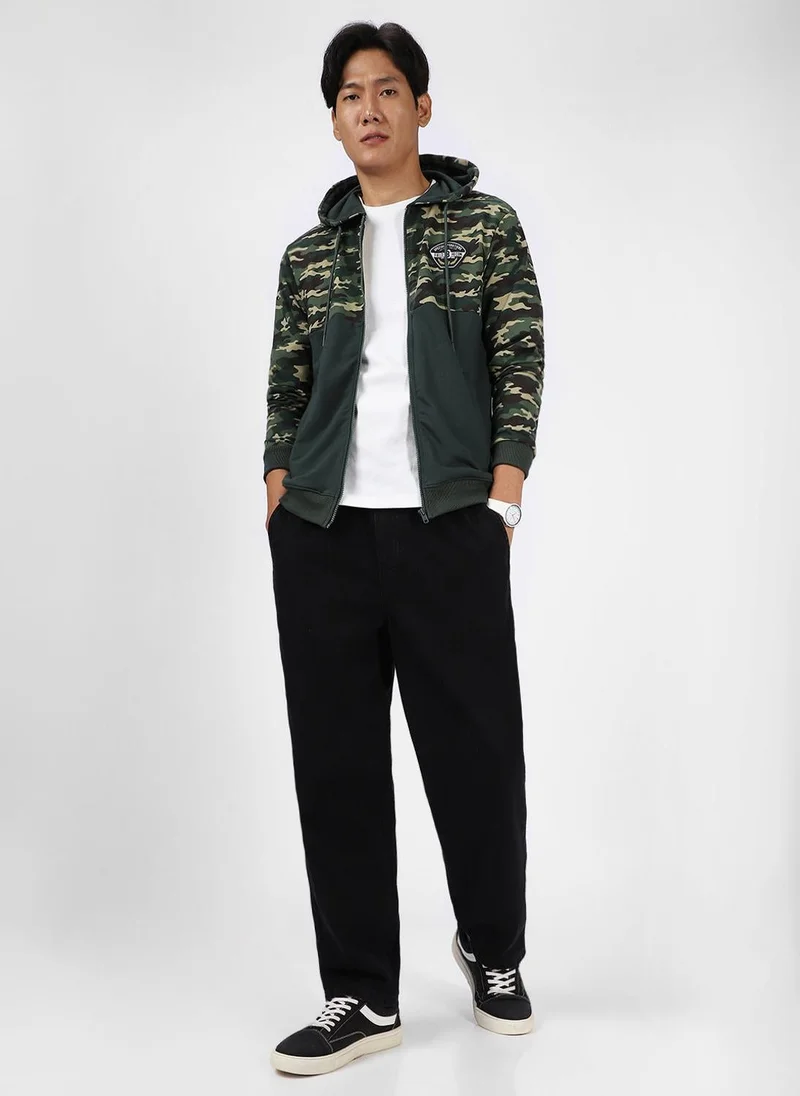 Urbano Fashion  Urbano Fashion Men's Green Cotton Camouflage Printed Hooded Neck Sweatshirt for Men | Best Price UAE