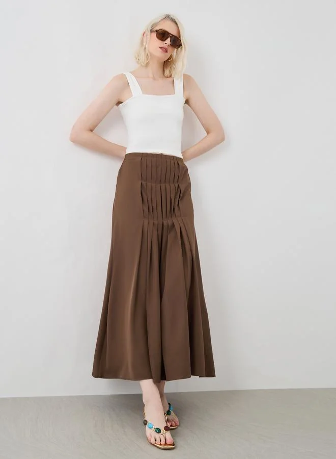 تايك تو Take Two Solid Front Pleated Detail Maxi Skirts