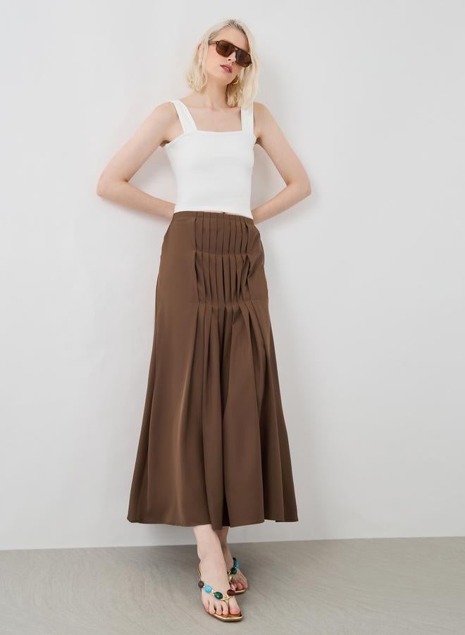 Take Two Solid Front Pleated Detail Maxi Skirts - Image 1