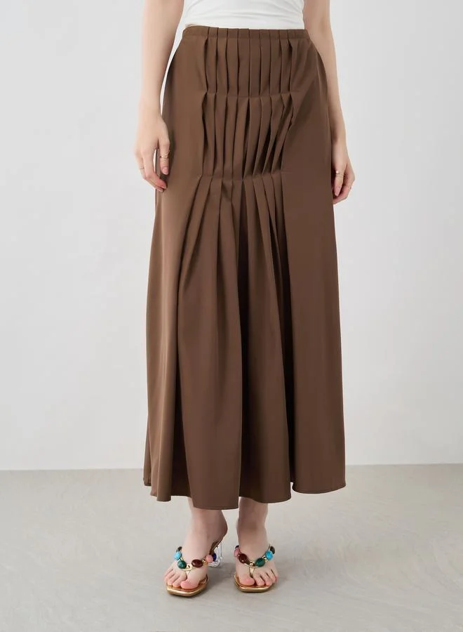 تايك تو Take Two Solid Front Pleated Detail Maxi Skirts