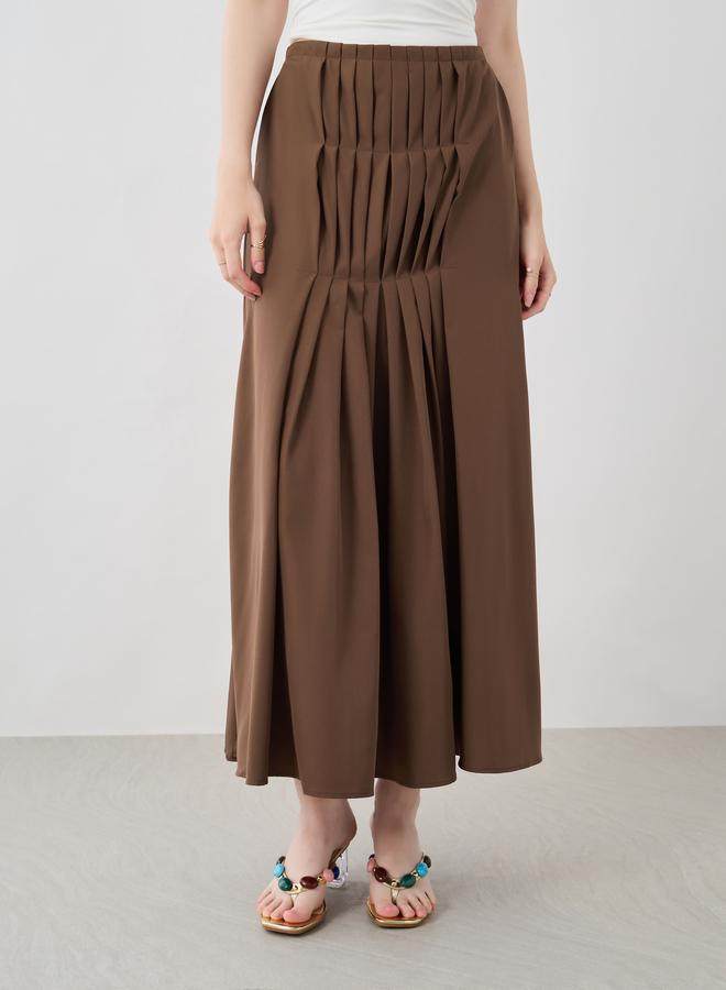 Take Two Solid Front Pleated Detail Maxi Skirts - Image 2