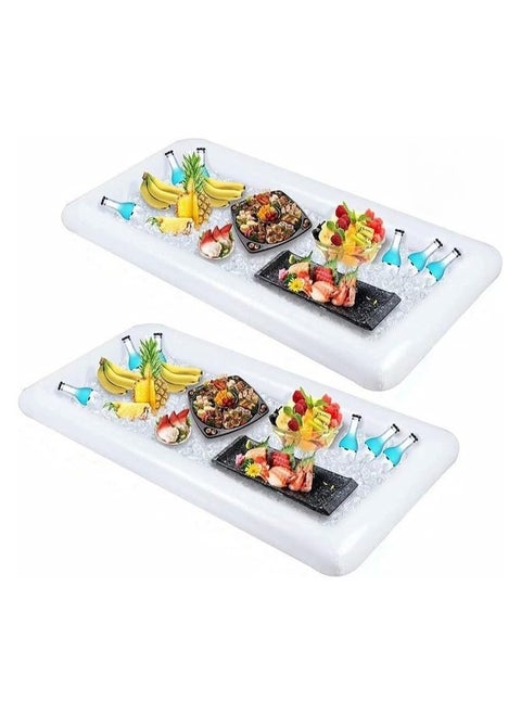 Inflatable Serving Bar with Drain Plug - Salad, Ice, Food and Drink Tray for BBQ, Picnic, Pool Party, Buffet and Luau Cooler