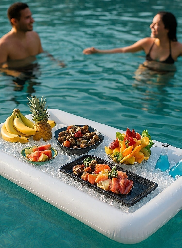 Adventure Lab Inflatable Serving Bar with Drain Plug – Multi-Use Inflatable Pool Floaty Cooler Tray for BBQ, Picnic, Pool Party, Buffet - Image 4