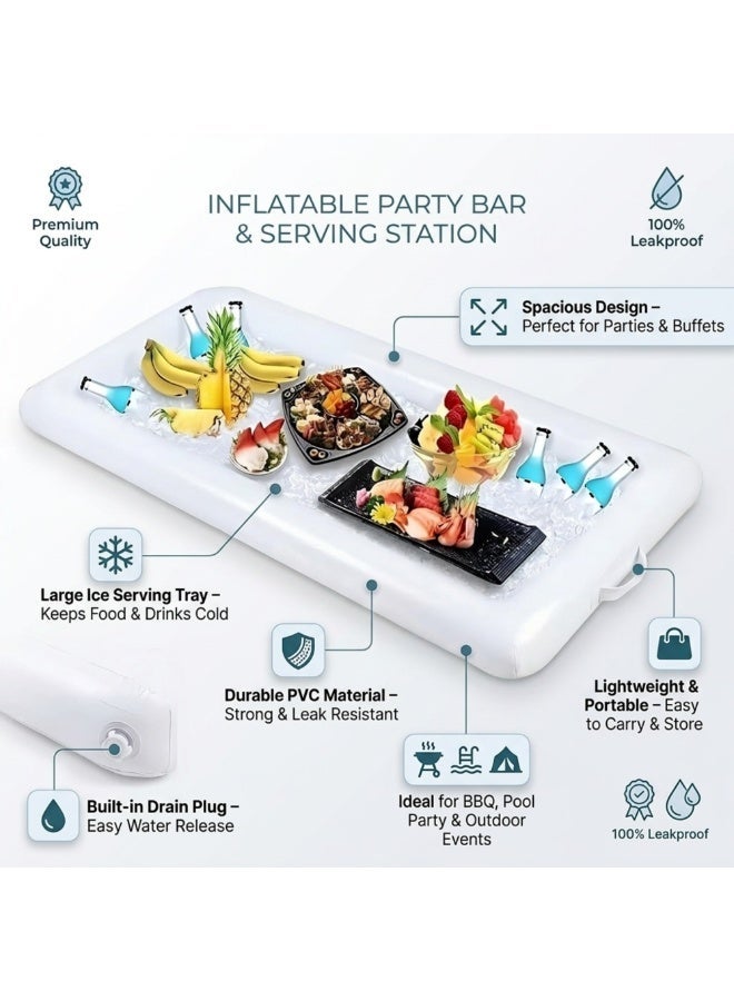 Adventure Lab Inflatable Serving Bar with Drain Plug – Multi-Use Inflatable Pool Floaty Cooler Tray for BBQ, Picnic, Pool Party, Buffet - Image 3