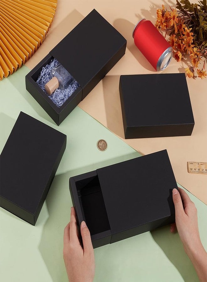 BENECREAT 12PCS Black Paper Drawer Boxes, 7.17x5x1.65 Inch Rectangle Kraft Paper Gift Box Cookie Boxes for Wedding Party Gifts, Jewellery Packaging - Image 3