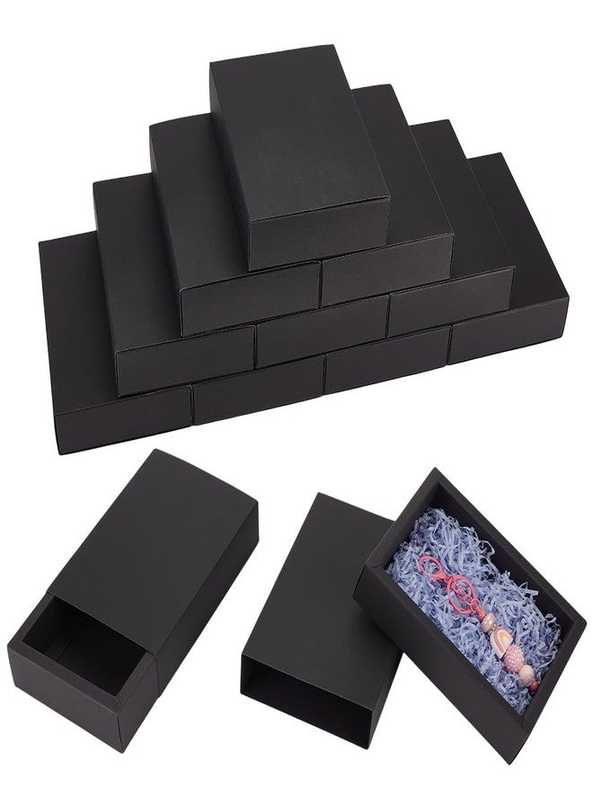 BENECREAT 12PCS Black Paper Drawer Boxes, 7.17x5x1.65 Inch Rectangle Kraft Paper Gift Box Cookie Boxes for Wedding Party Gifts, Jewellery Packaging - Image 1