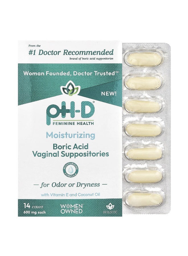 pH_D Feminine Health pH-D Feminine Health, Boric Acid, Vaginal Suppositories, 600 mg, 14 count  - Image 1
