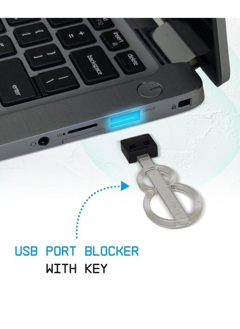 Generic USB A Port Blockers 10-Pack Secure and Dust Resistant USB Port Caps USB A Dust Cap Female Port Protector with 1 Key and 10 USB Lock for PC Laptop and Notebook Data Protection Black  - Image 2