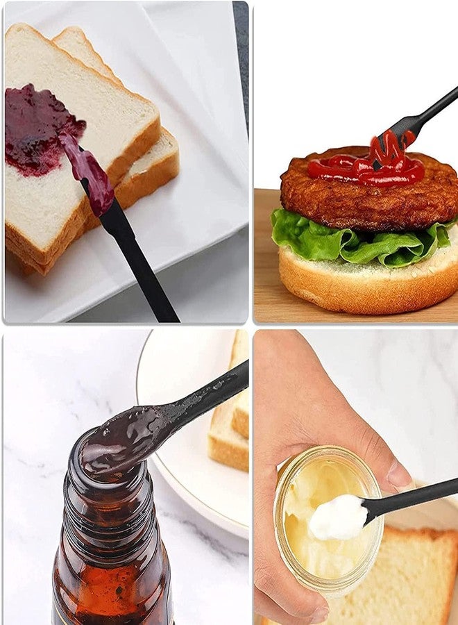 ODMART Double Head Silicone Spatula Set | Mini Jar Scraper for Food, Makeup & Lotion | Small Silicone Spatula to Get Last Drop from Bottles | Multipurpose Stirrer | Pack of 3 (Black) - Image 2