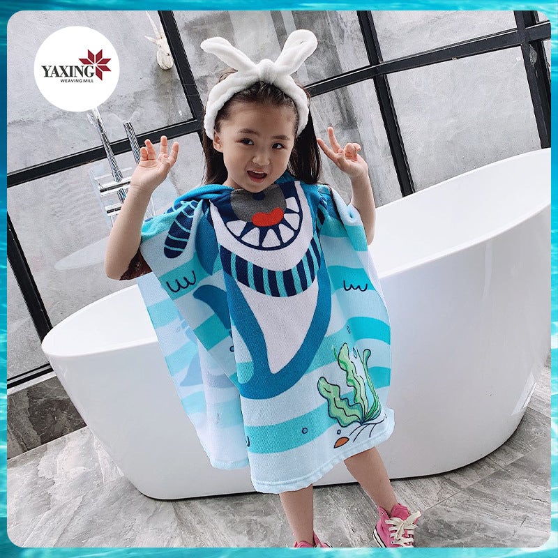 Boys And Girls Baby Bath Towel Cape Children Mermaid Cute Bathrobe Hooded Beach Towel Swimming Pullover Wearable Cape - Image 4