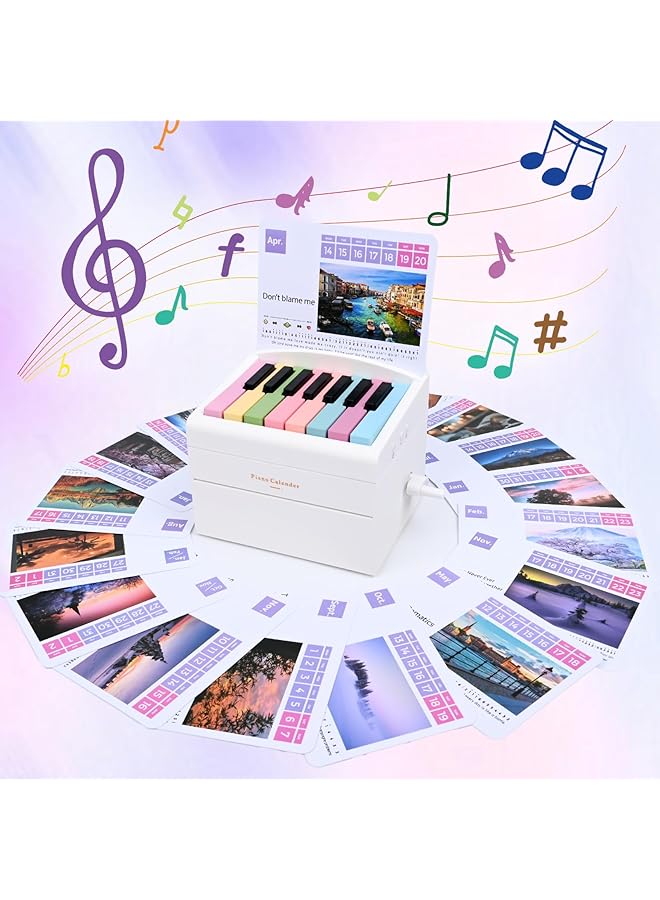 erorex Piano Calendar 2025 Usb C Rechargeable Desk Playable Mini Piano Mini Table Calendar Included 52 Music Scores In 26 Cards Valentine'S Day Gift For Girl  - Image 1