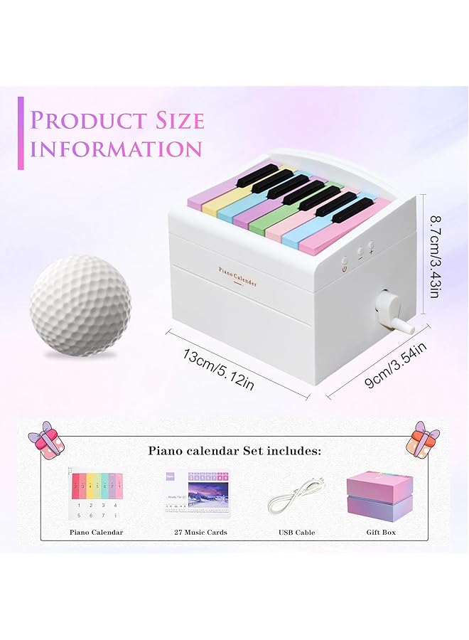erorex Piano Calendar 2025 Usb C Rechargeable Desk Playable Mini Piano Mini Table Calendar Included 52 Music Scores In 26 Cards Valentine'S Day Gift For Girl  - Image 4
