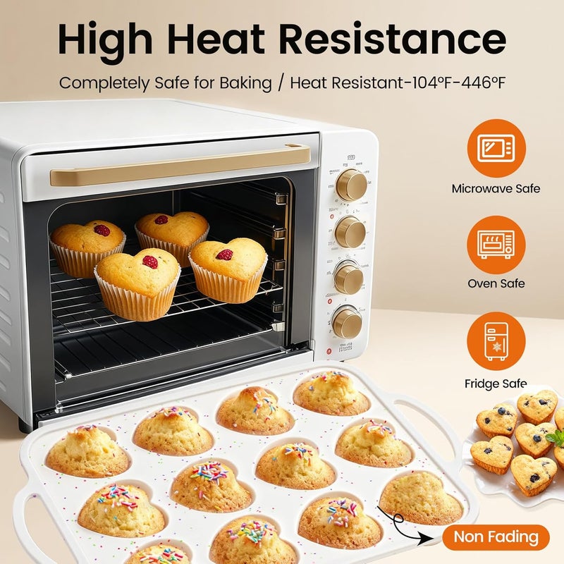 Fimary Premium Silicone Heart-Shaped Baking Mold with Metal Reinforced Frame – 2 Pack Non-Stick Cupcake & Muffin Pan for Baking Chocolate, Egg Bites & Brownies – BPA Free, Dishwasher & Oven Safe - Image 5